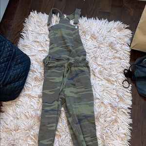 Camo sweatpants overalls